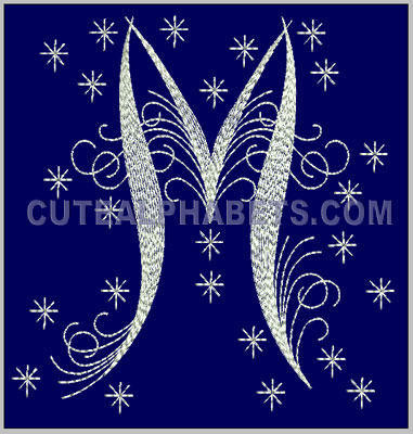 Letter M Alphabets Cute Embroidery