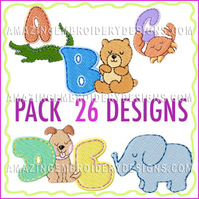 Animal Kingdom Font - Cute Alphabets - Embroidery Fonts