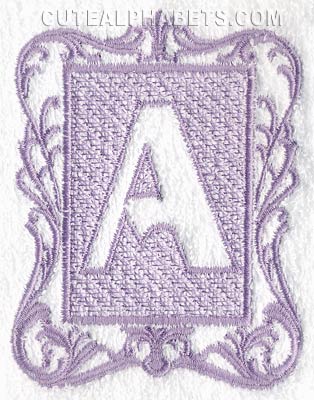 Embossed purple font